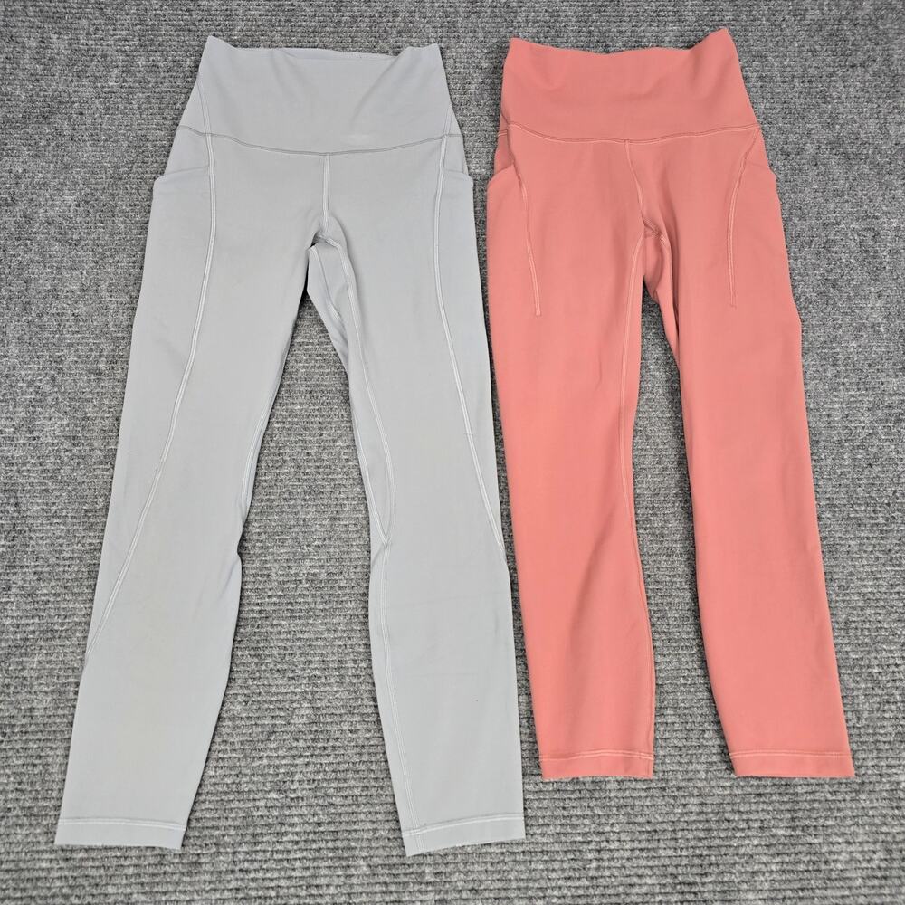 Lululemon Leggings Lot Womens 4 Align 25" Gray Wunder Train 23" Coral Pockets